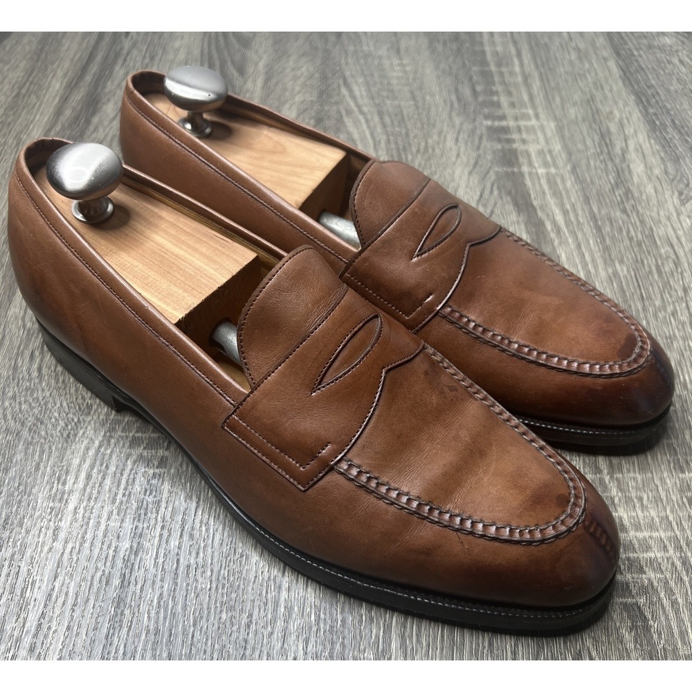 Edward Green Sloane Penny Loafers Brown Leather Slip On Shoes UK 9/9.5 US 10 D